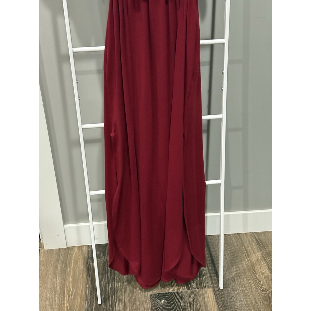 THANTH Burgundy Off Shoulder Ruffle Knit Maxi Dress Women's Size L Romantic Goth - Picture 8 of 9